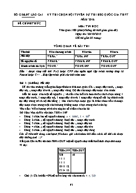 Đề thi chọn đội tuyển dự thi học sinh giỏi Quốc gia THPT môn Tin học năm 2016 - Sở GD & ĐT Lào Cai